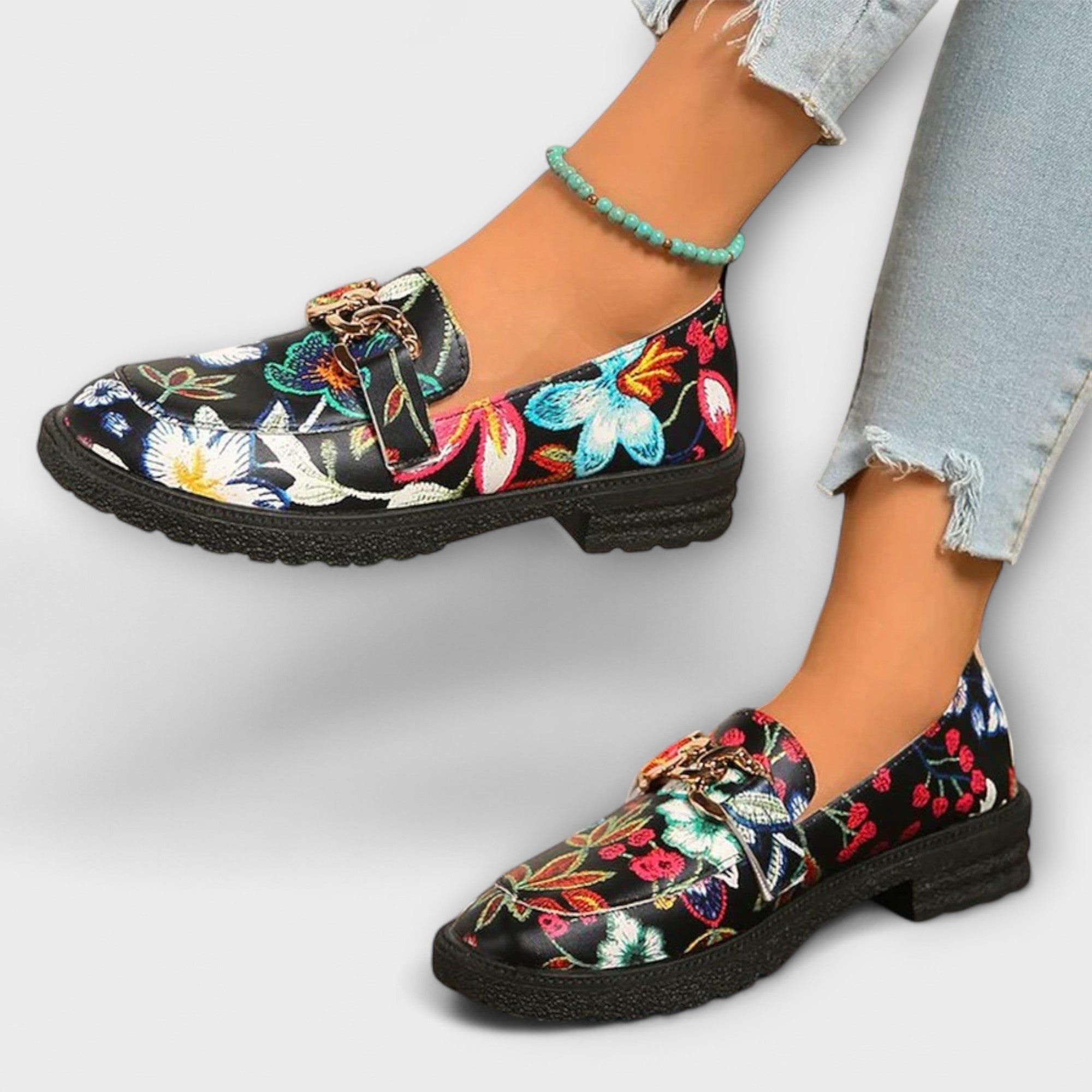Orla – Mocassins multicolores à motif floral
